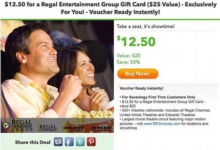 Movie Theater Schedule on Regal Movie Theater Tickets Only  6 25 Each  Up To T 12 50 Value