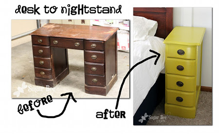 DIY Desk turned into a nightstand idea @ Sugar Bee Crafts HERE