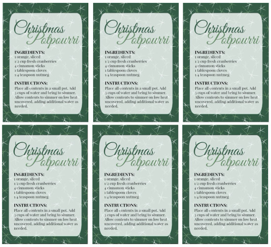 DIY Christmas Potpourri (Great Gift Idea Too with Printable Tags)