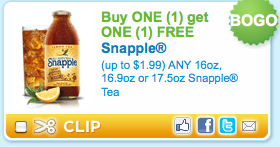hot snapple buy one get one free coupon