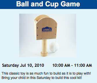 lowes ball cup free 