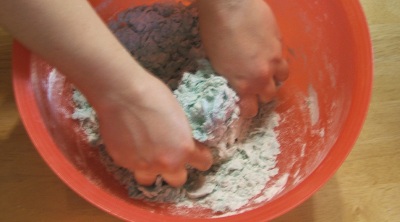 play dough kneading in the bowl