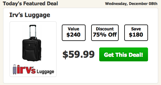 Irv's Travel luggage 75% off deal