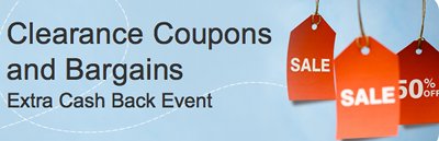 shop at home clearance and extra cash back bonus event
