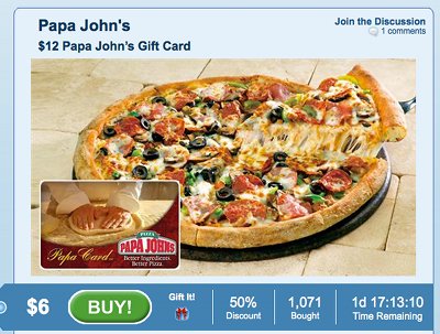 $12 Papa John's Gift Card For Only $6 -Limited Quantity - The Thrifty