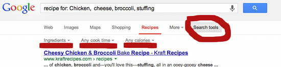 google-recipe-options