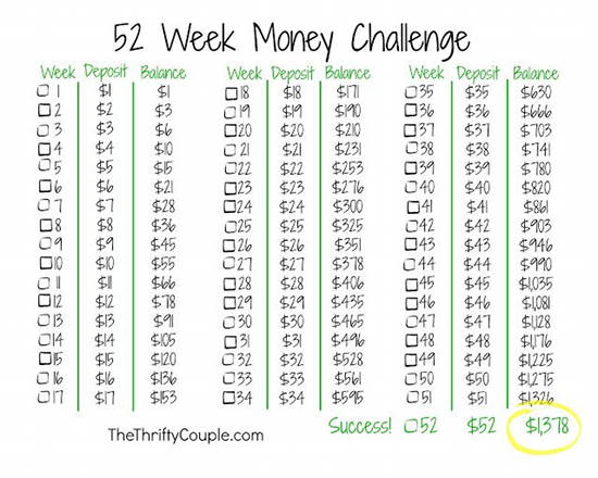 Yearly Money Challenge Chart