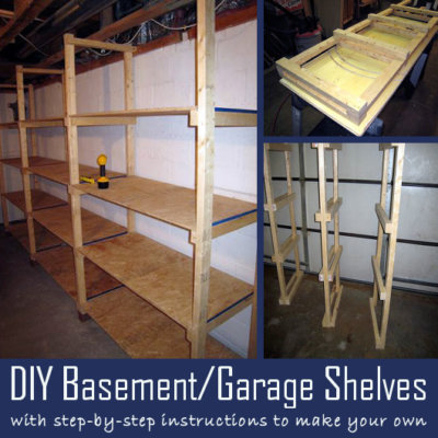 Diy Basement Garage Shelves With Step, Homemade Basement Storage Shelves