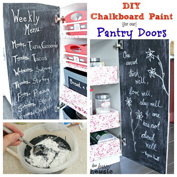 DIY Chalkboard Painted Pantry Doors by the happy housie for the thrifty couple