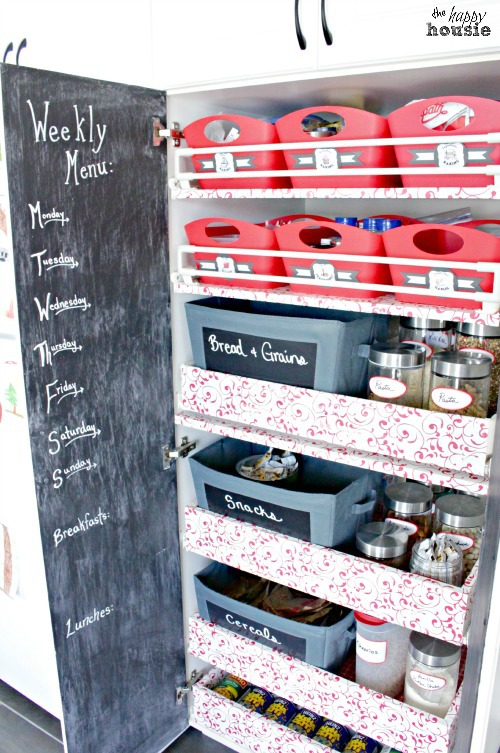 DIY Chalkboard Painted Pantry Doors menu side by The Happy Housie for The Thrifty Couple