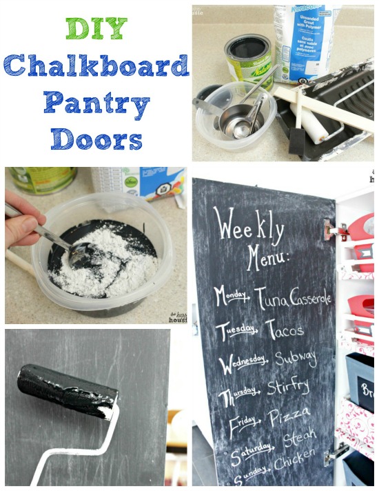 DIY Chalkboard Pantry Doors basic collage by The Happy Housie for The Thrifty Couple