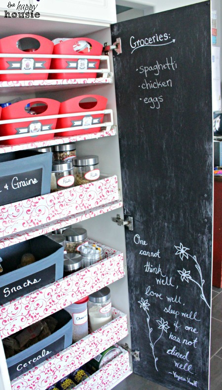 DIY Chalkboard Pantry Doors grocery list side by The Happy Housie for The Thrifty Couple