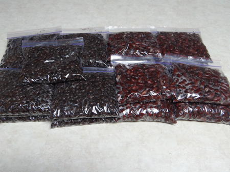 finished freeze black beans and pinto beans