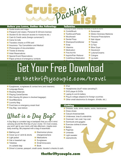 Free Printable Cruise Packing List Don T Forget Anything And Save Money The Thrifty Couple