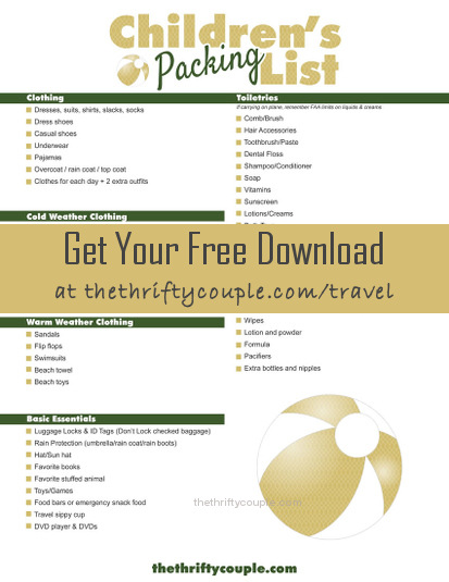free printable children s vacation packing list save time and money don t forget anything the thrifty couple