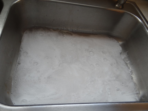 stainless steel sink cleaning big sink foaming with homemade cleaner