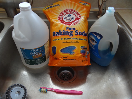 supplies needed for step 1 of stainless steel sink cleaning