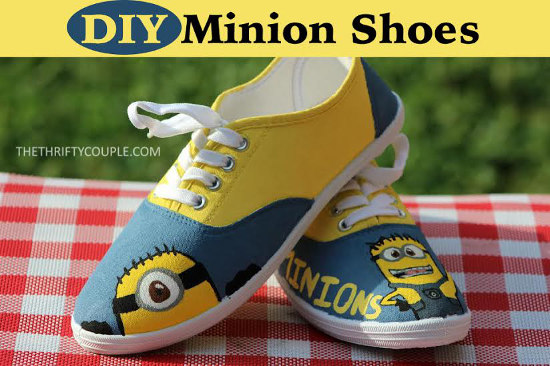 DIY-minion-shoes-project-idea-from-white-canvas-shoes