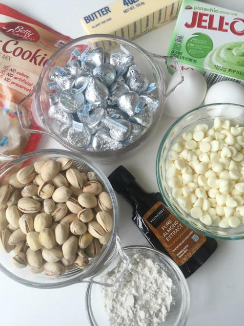 ingredients-needed-for-hersheys-kisses-pistachio-cookies