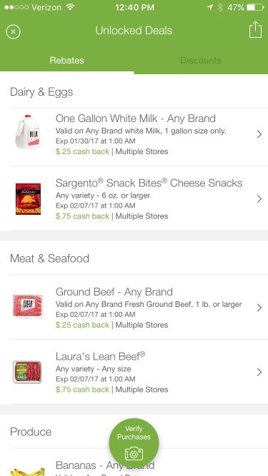 Ibotta, one of the grocery shopping rebate apps - an example