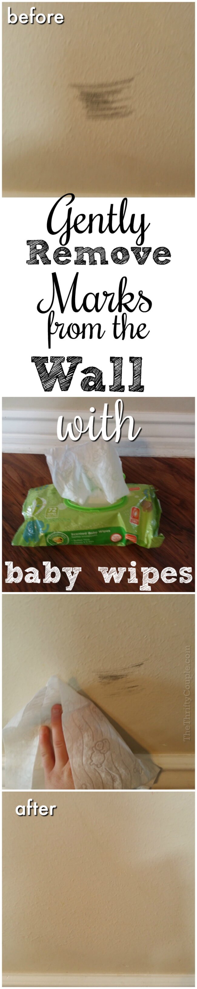 baby wipes remove marks on the wall without damage