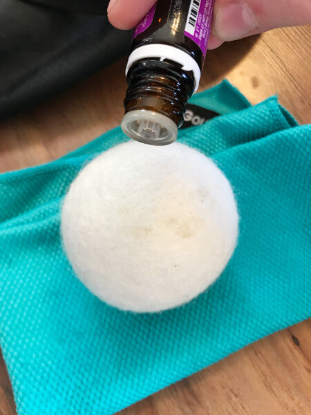 essential oil on wool dryer ball
