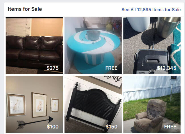 plethora of items available for sale in a facebook yard sale group