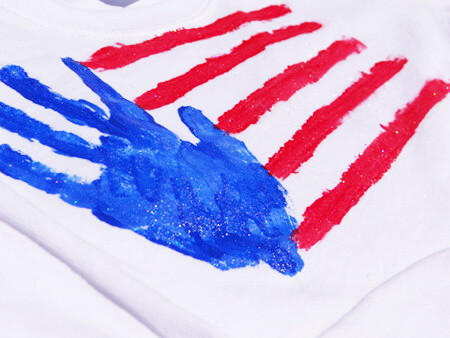 glitter handprint flag t-shirt