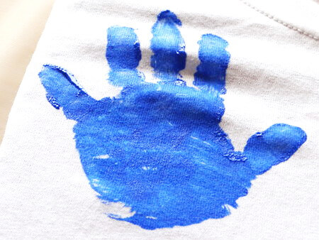 finished blue handprint flag t-shirts