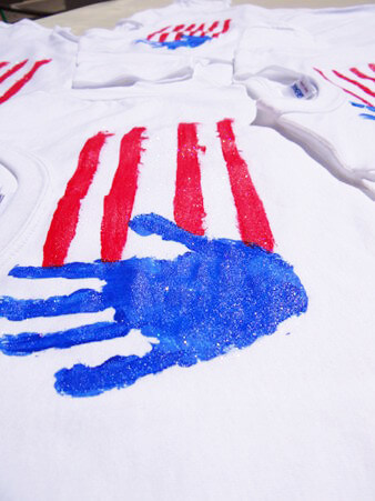 sparkle glitter handprint flag t-shirt