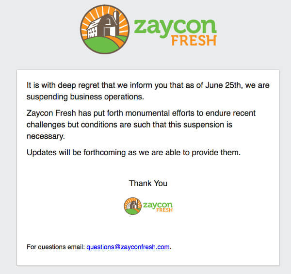 Picture of Zaycon landing page