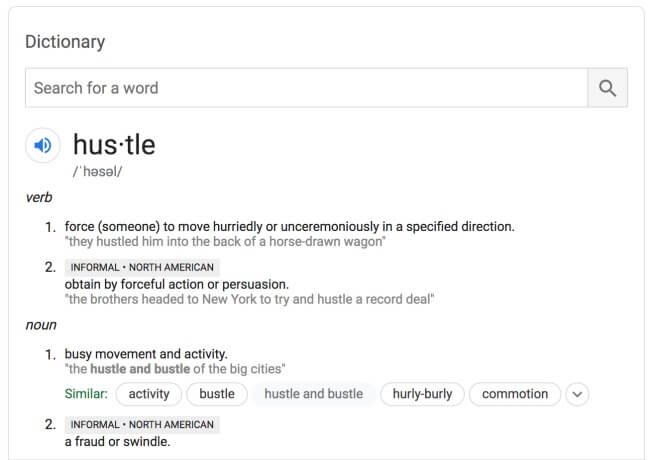 Definition of hustle from dictionary.com